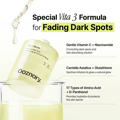 Vita 3 Serum - Dual Vitamin C and Niacinamide with Glutathione for Dark Spots and Dull Skin | Korean Skincare | 1.69 Fl. Oz (50 mL)